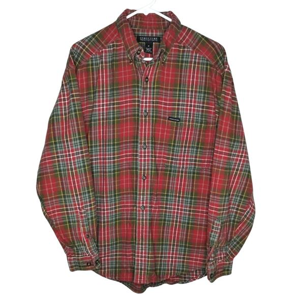 Vintage Structure Plaid Flannel Shirt Men's M 90's Y2K - Picture 1 of 5